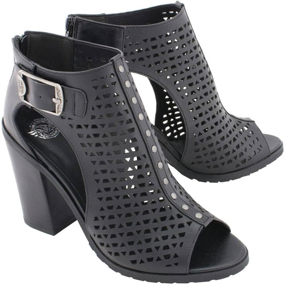 Milwaukee Leather MBL9453 Women's Black Mesh Open-Toe Platform Fashion Shoes 6 M